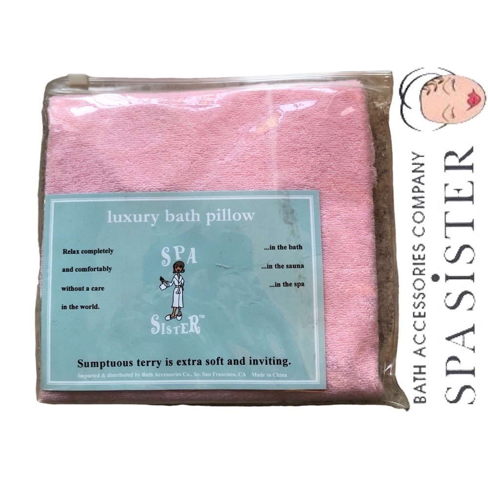 Spa Sister Luxury Pink‎ Bath Pillow in Sumptuous Terry. Original packaging NWT
